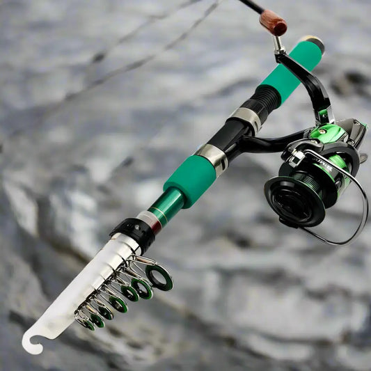 Ghotda collapsible fishing rod with sturdy reel and comfortable grip for easy transport and use
