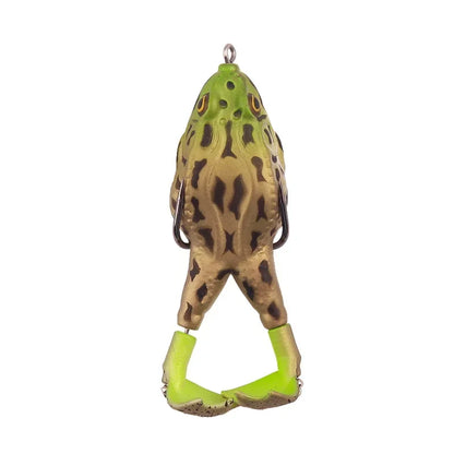 Topwater frog lure for bass fishing with green and brown realistic frog design from The Fishing Gear Shop